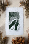 Saving seed - Handmade lino print on nettle infused recycled paper