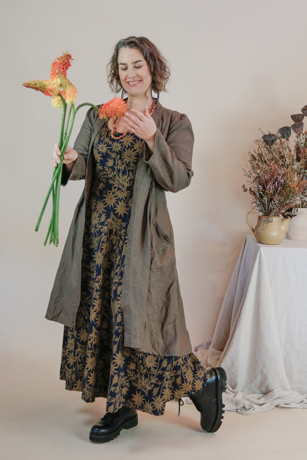 Flow Dress - Gold Flannel Flower Dalee Ella Prints Flow Dress - Gold Flannel Flower Dalee Ella Prints