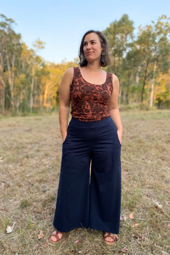 Organic Wide Leg Pants - Indigo