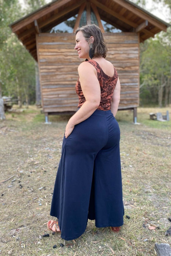 Organic Wide Leg Pants - Indigo