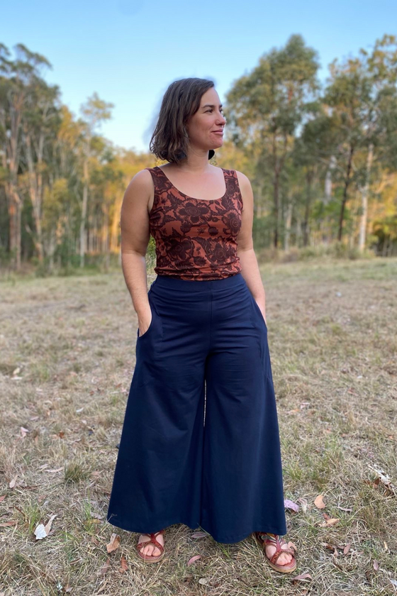 Organic Wide Leg Pants - Indigo