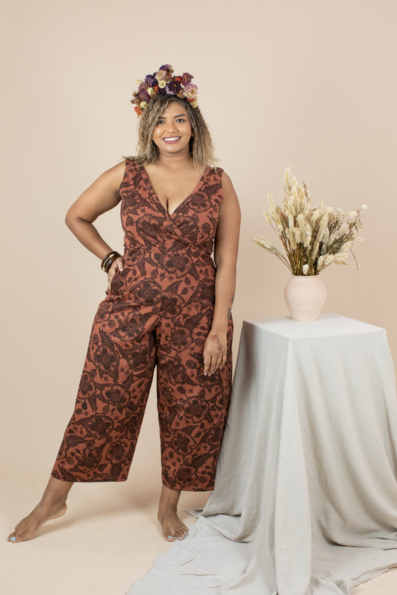 Wide Leg Jumpsuit - Opium Poppies Print