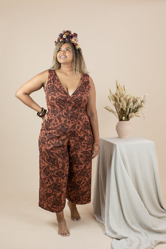 Wide Leg Jumpsuit - Opium Poppies Print