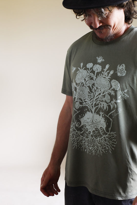 Organic Cotton Unisex Tee - Marigold connection Print