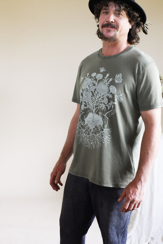 Organic Cotton Unisex Tee - Marigold connection Print