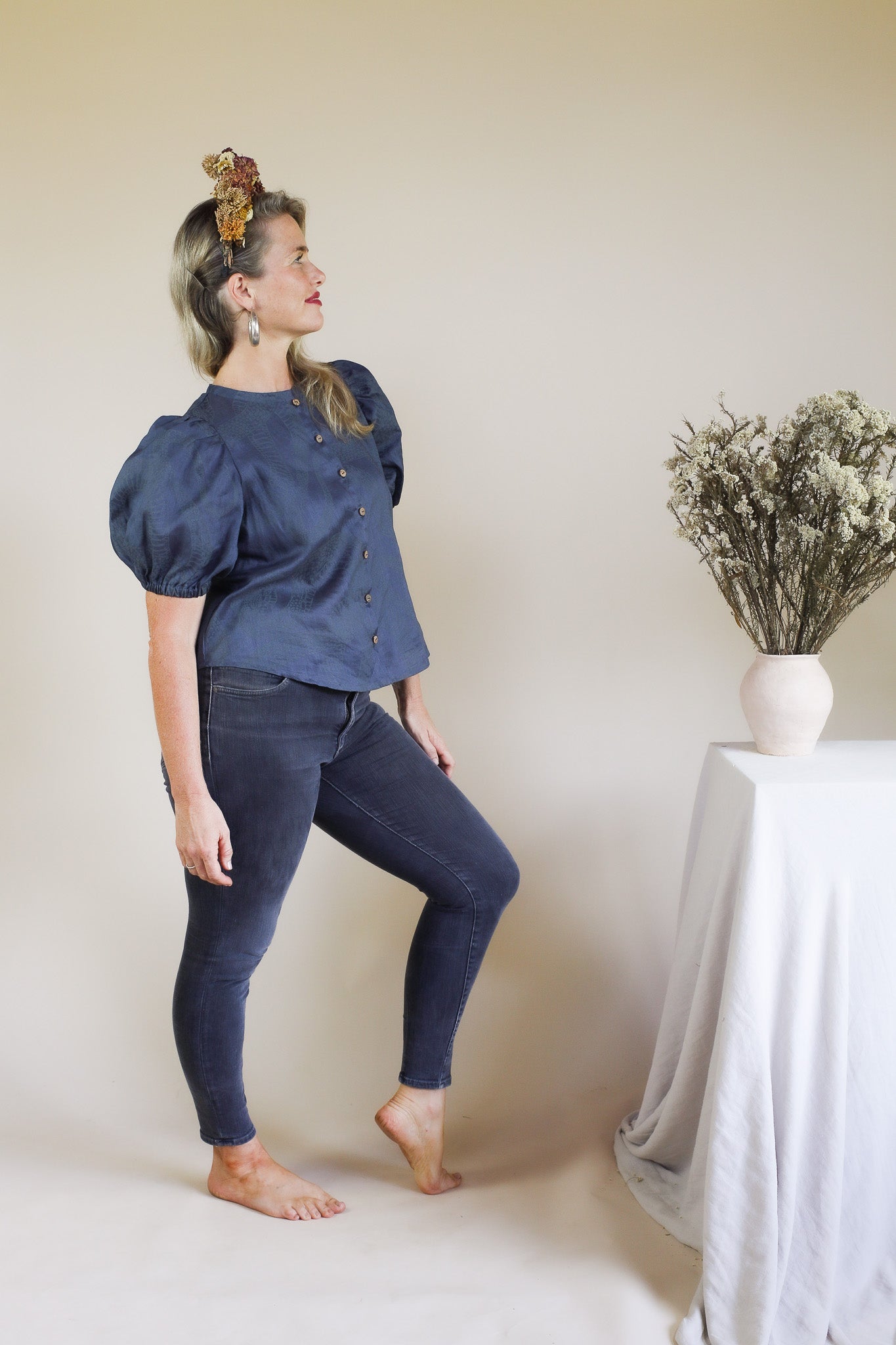 Linen Puff Top - Subtle Diamond Python Print – Dalee Ella Prints