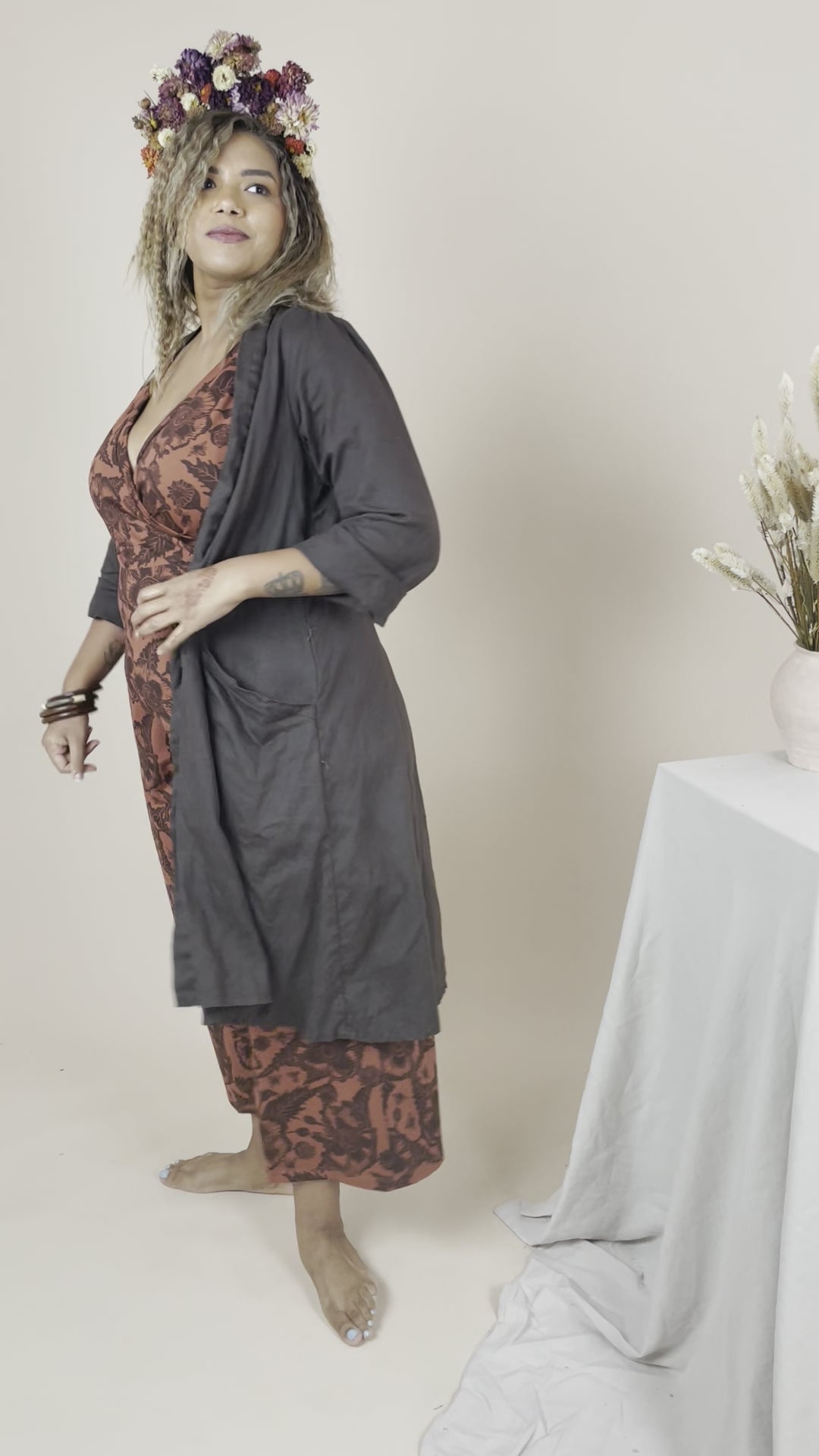 Wide Leg Jumpsuit - Opium Poppies Print