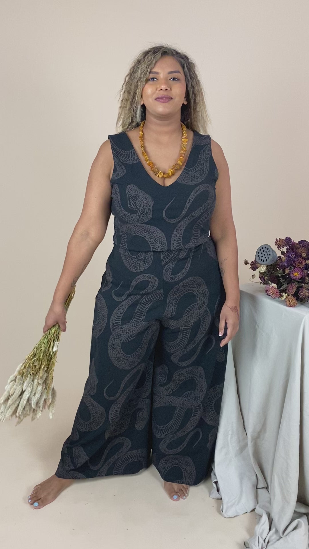 Wide Leg Pants - Diamond Python Print (12)