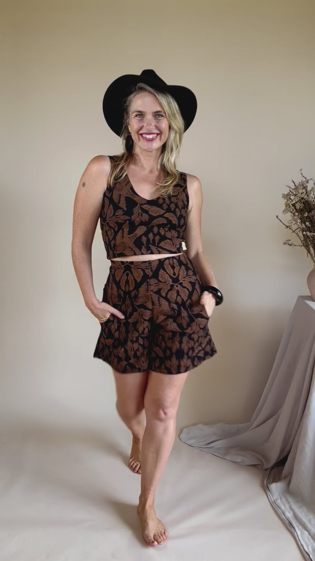 High Waisted Shorts - Burdock and Bird Print (8)