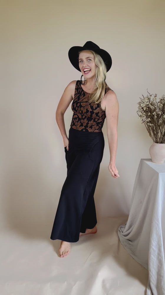Organic Wide Leg Pants - Black (12)
