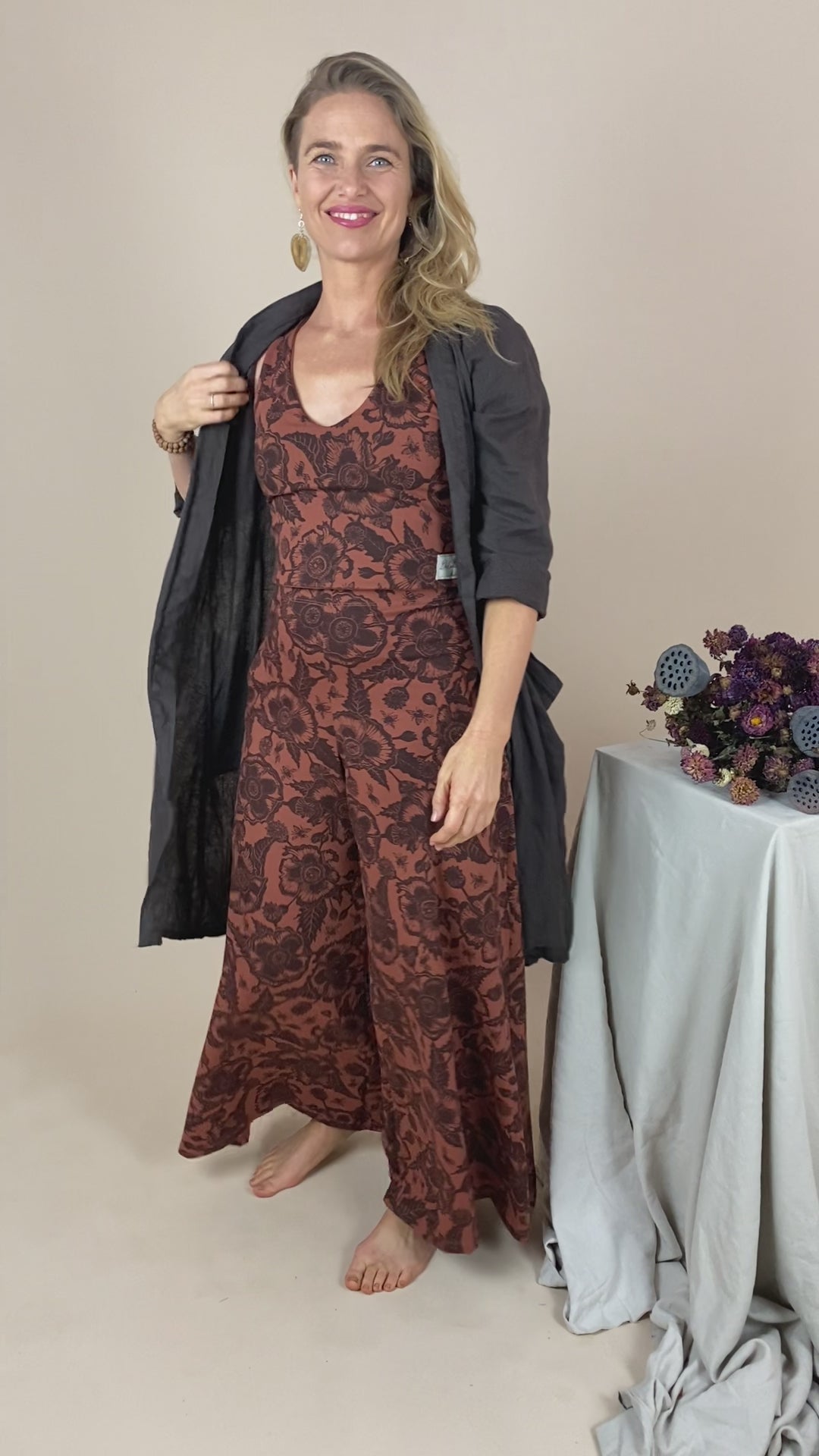 Wide Leg Pants - Opium Poppies Print