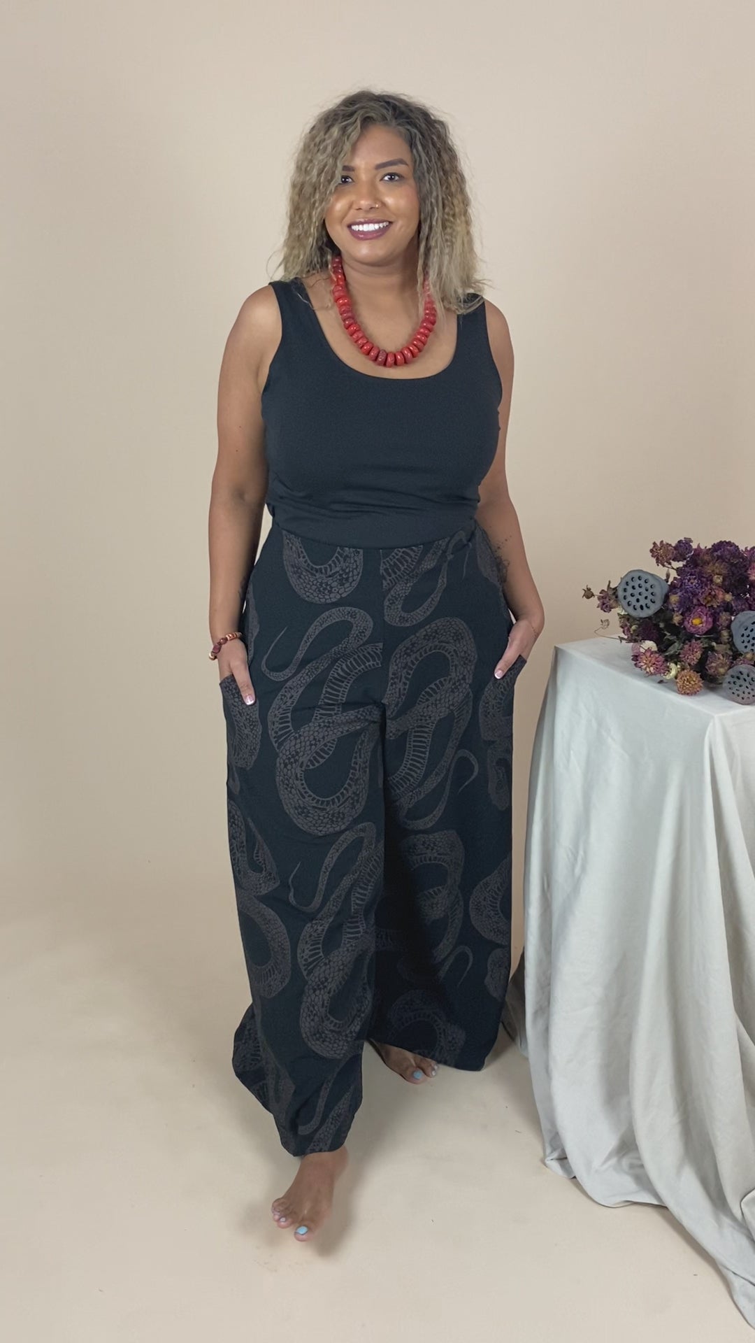 Wide Leg Pants - Diamond Python Print (12)