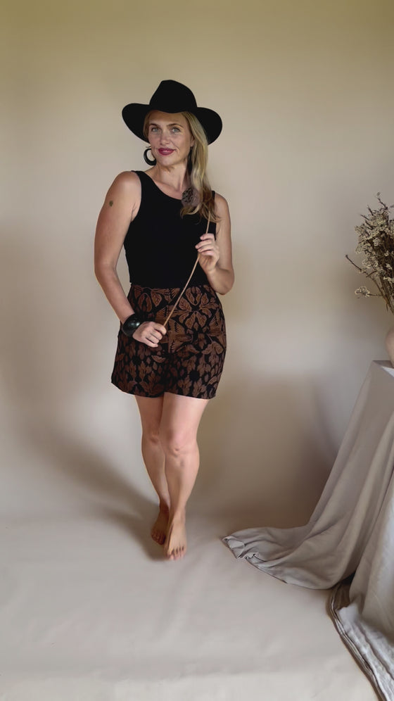High Waisted Shorts - Burdock and Bird Print (8)