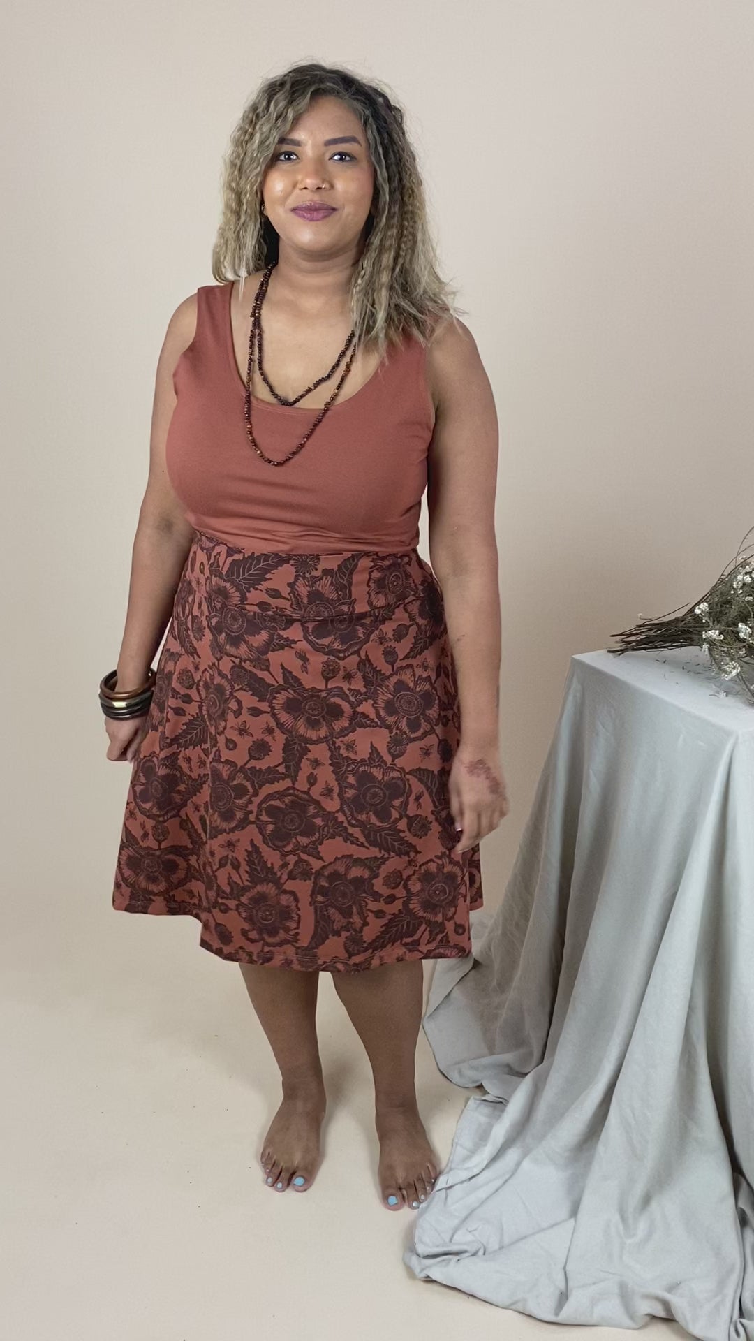 Swing Skirt - Opium Poppies Print (S)