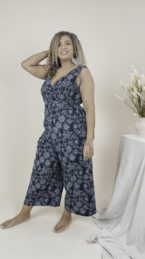 Wide Leg Jumpsuit - Flannel Flower Print