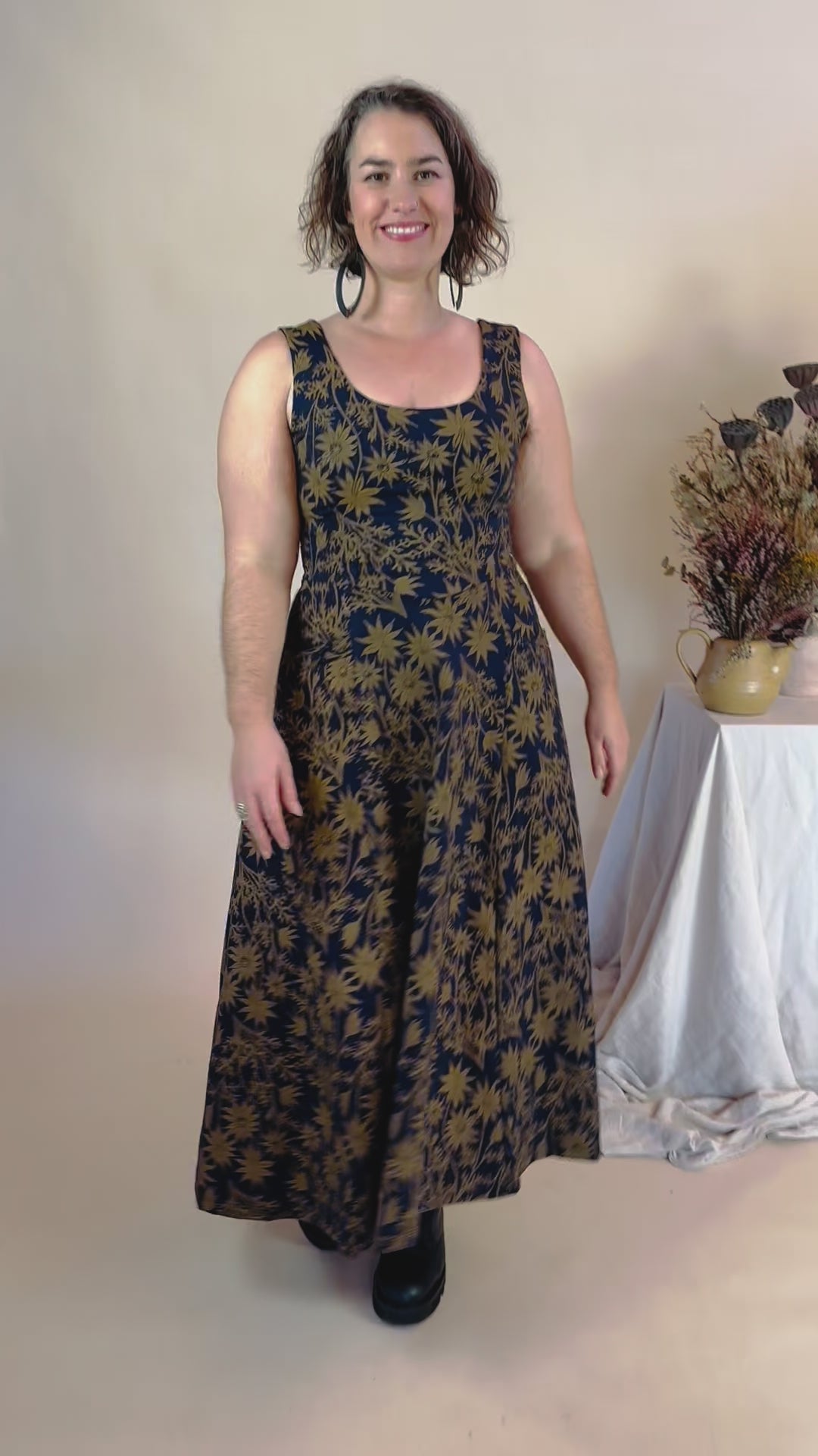 Flow Dress - Gold Flannel Flower