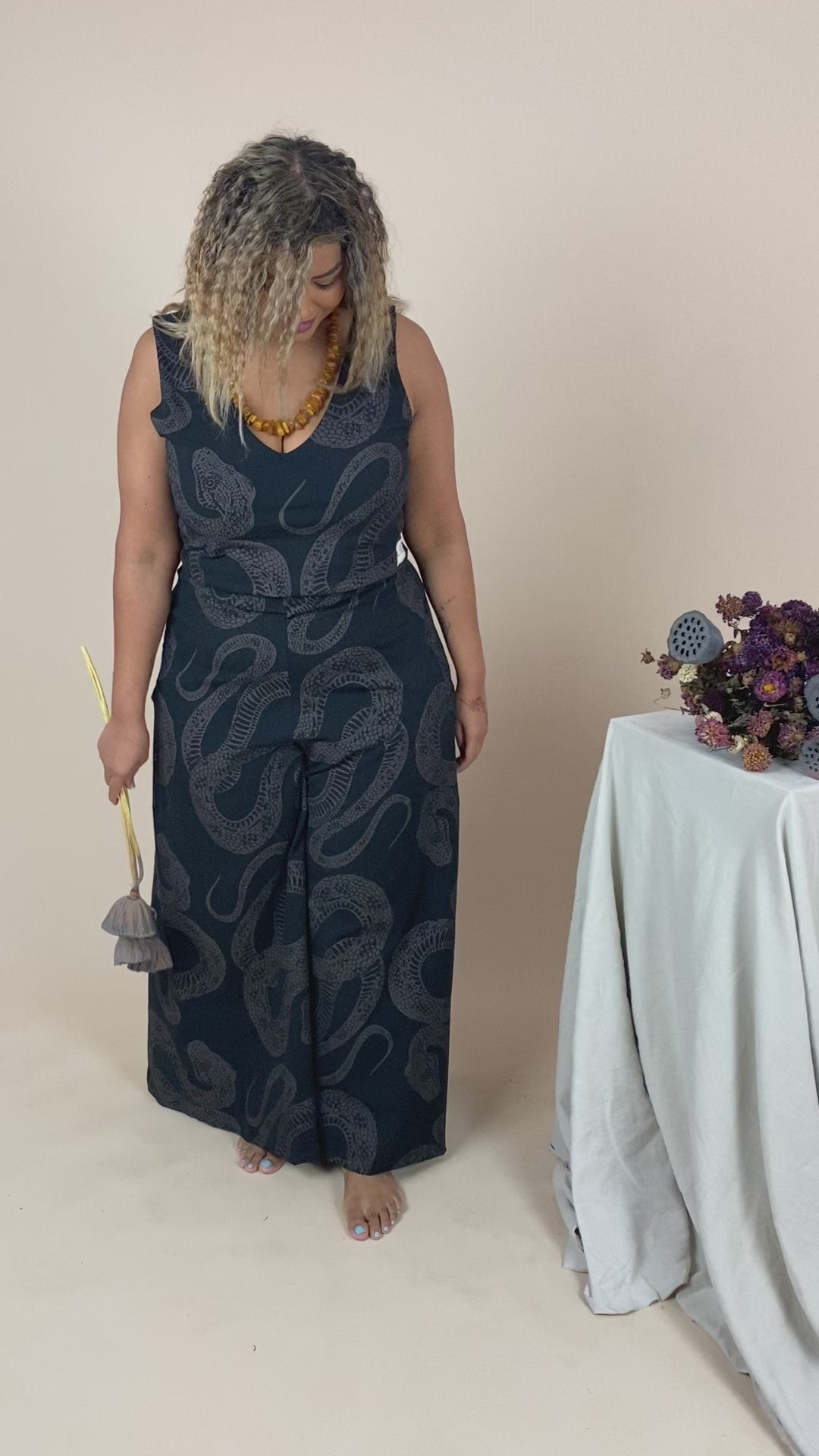 4 Way Reversible Crop - Diamond Python Print