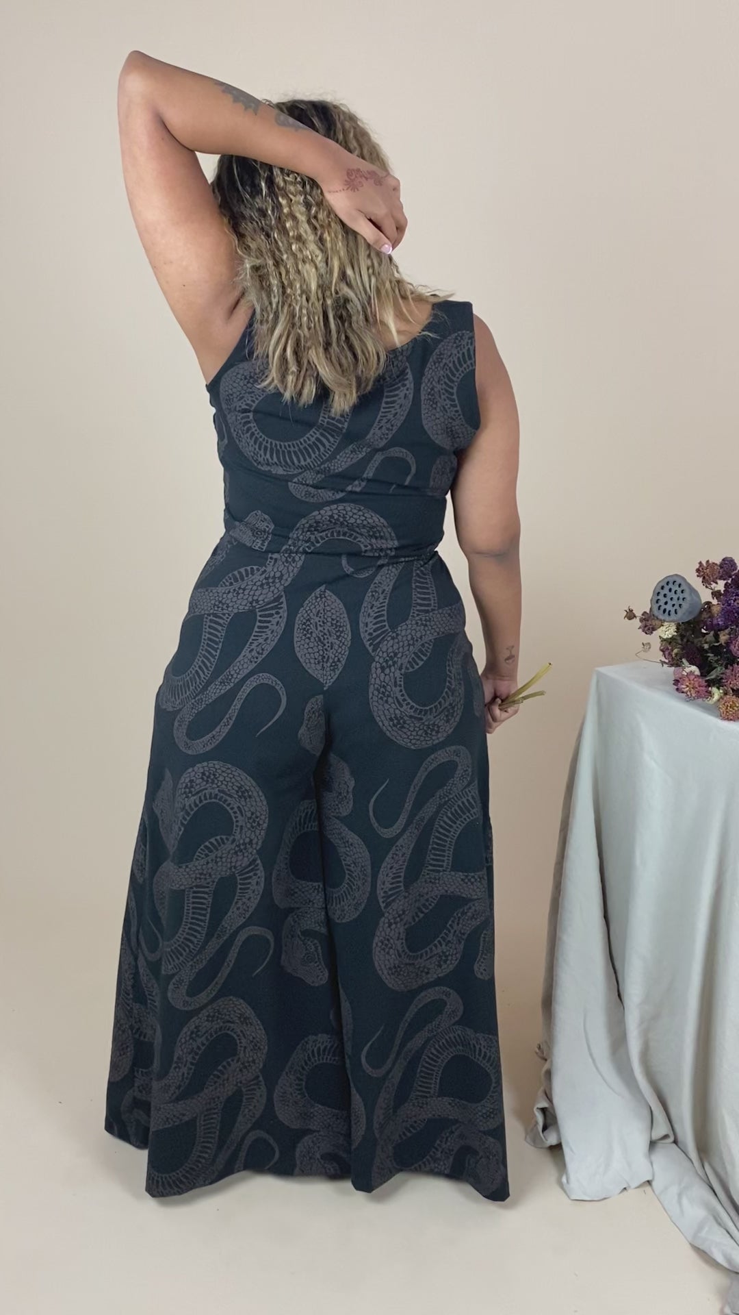 Wide Leg Pants - Diamond Python Print (12)